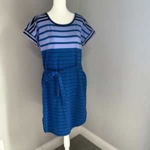 T by Talbots dress in blue and purple stripe
